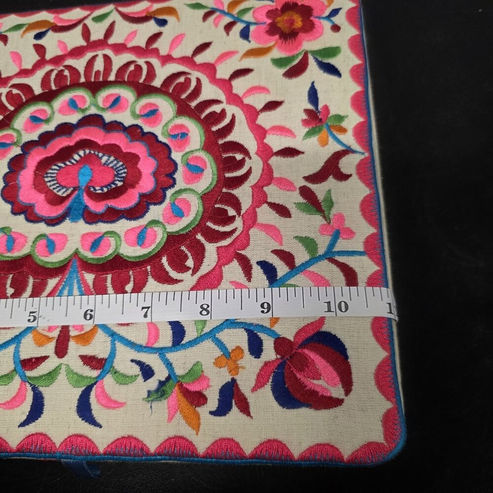 Bohemian Embroidered Colorful Jewelry Box 11x9.5in Approximate - Picture 8 of 9